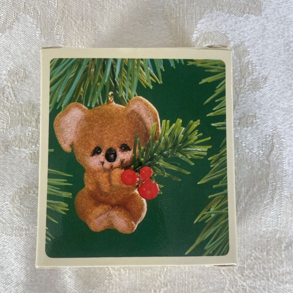 Vintage 1983 Hallmark Christmas Koala Bear w/Tree Keepsake Ornament